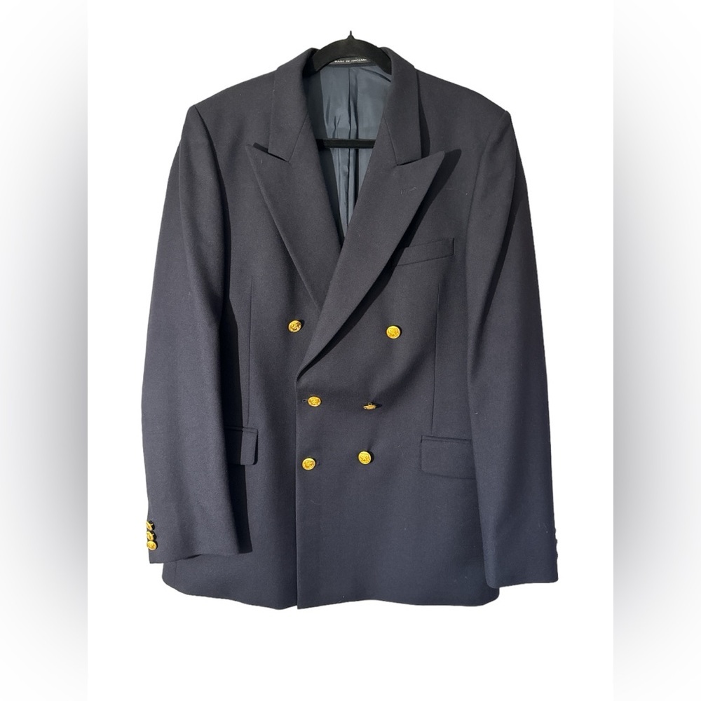 The Alexandre Collection - England 100% Wool Navy Blazer - Double Breasted - 42L
